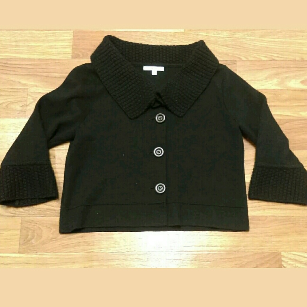 CAbi #502 Wool Cropped Textured Collar sweater m